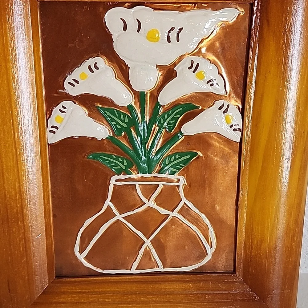 Vintage Copper Art Floral  Wall Art Set - Picture 2 of 7